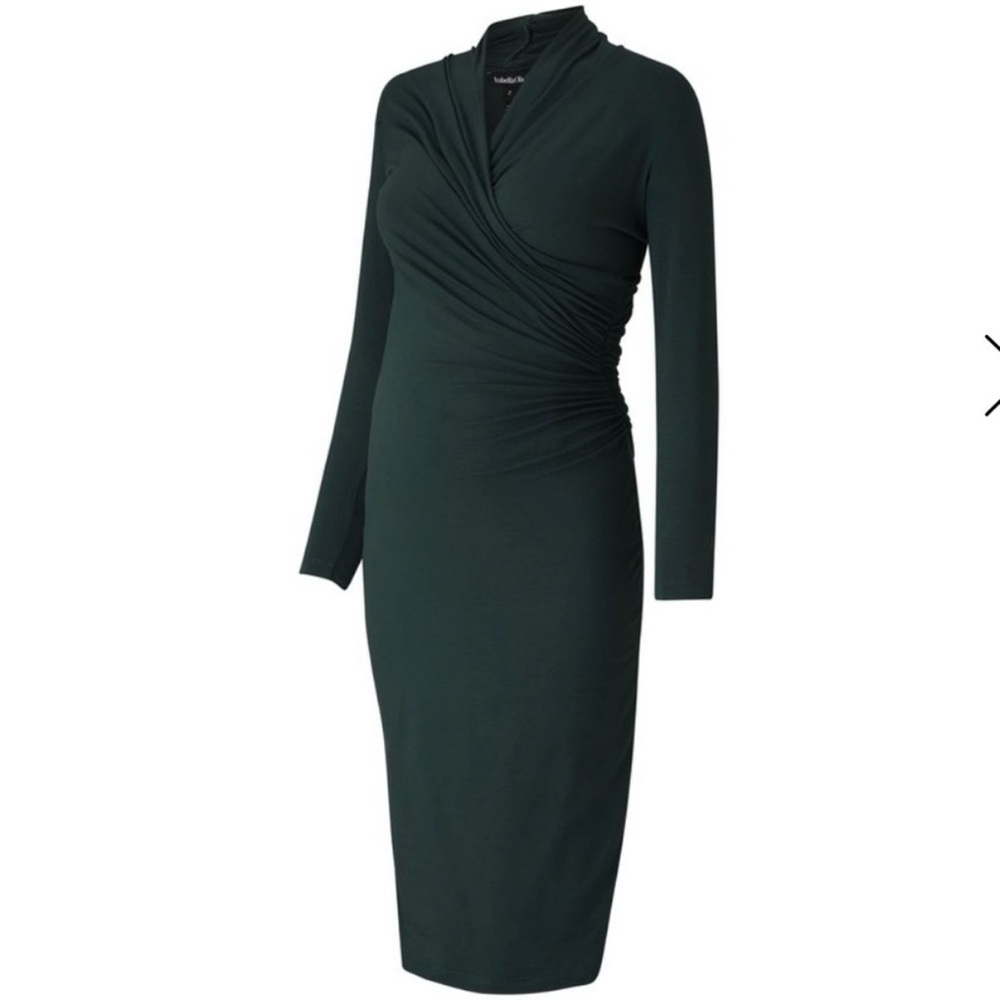 Isabella Oliver Balcombe Maternity Dress Dark Green Ruched Casual